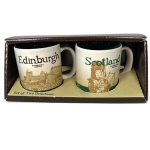 Starbucks Scotland & Edinburgh Set of 2 Demitasse 3 Oz. Mugs Cups NEW w Box